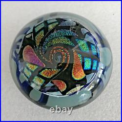 John McDonald Glittering Kaleidoscope Dichroic Glass Paperweight Signed