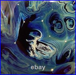 Josh Simpson 1986 Blue Oceans Glass Paperweight 3-Inch Signed & Dated