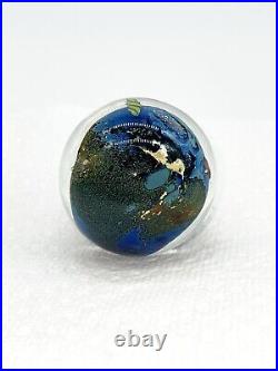 Josh Simpson 2000 Hand Blown Art Glass Little Planet Marble STUNNING Unsigned