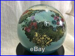 Josh Simpson 3 Inhabited Planet Paperweight Signed and dated Simpson 1989