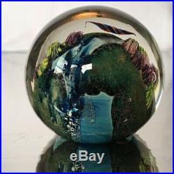 Josh Simpson Inhabited Planet Glass Paperweight 1991 Free Shipping