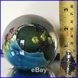 Josh Simpson Inhabited Planet Glass Paperweight 1991 Free Shipping