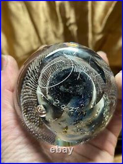Josh Simpson Paperweight Art Glass Inhabited Planet SIGNED 3