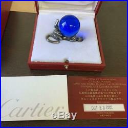 Junk Cartier Panther Silver 925 Paper Weight Crystal Blue Pre-owned withBox