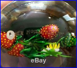 KEN ROSENFELD Strawberry and Bud Paperweight, Gorgeous