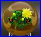 KEN-ROSENFELD-Yellow-Flowers-and-Ladybugs-Art-Glass-Paperweight-Apr-2-5Hx3W-01-pw