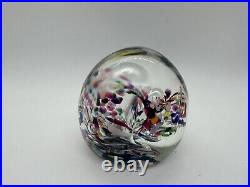 Karg Art Glass Controlled Bubble Paperweight Multi Colored Signed