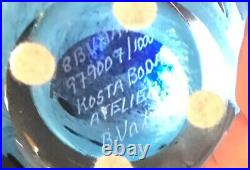Kosta Boda Blue Tear Shaped Paperweight Flying Man Signed B. Vallien Ltd Edition