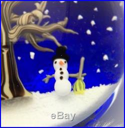 L. H. Selman Glass Bobbi Banford RARE Christmas Snowman Winter Paperweight Signed