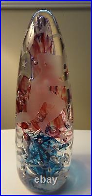 LARGE 7.5 Signed Duncan McClellan Carved Etched Alchemy Art Glass Paperweight