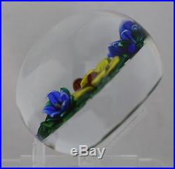 LARGE Bob BANFORD Blue & Yellow FLOWER BOUQUET Art Glass PAPERWEIGHT
