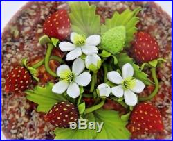 LARGE Fascinating GORDON SMITH Blooming STRAWBERRY Plant Art Glass PAPERWEIGHT