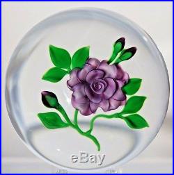LARGE Gorgeous VICTOR TRABUCCO Purple FLOWER & BUDS Art Glass PAPERWEIGHT
