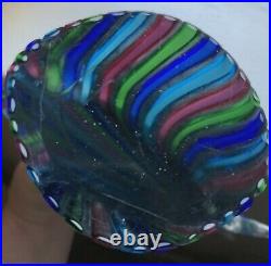 LARGE Murano Glass Blue Lime Pink Canes cased Angle Fish Italy 16.75 Tall
