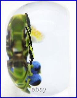 LARGE Victor TRABUCCO Swallowtail BUTTERFLY & Blue Berries Art Glass PAPERWEIGHT