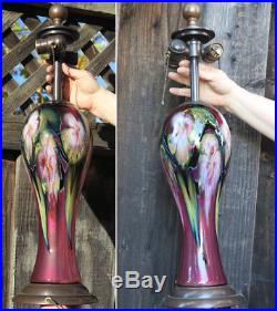 LG Charles Lotton Fuchsia Multi-Flora Lamp base part Art glass paperweight brass
