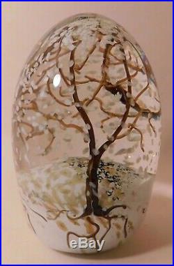 LOVELY CATHY RICHARDSON WINTER SCENE Art Glass PAPERWEIGHT & Signature & Date