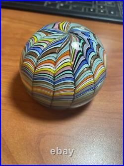 LRG Vintage Rare Fratelli Toso Italian Art Glass MC Paperweight Rainbow Ribbons