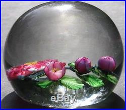 Lundberg Glass Paperweight Cherry Blossom Signed & Numbered 1985 3 1/8