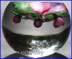 Lundberg Glass Paperweight Cherry Blossom Signed & Numbered 1985 3 1/8