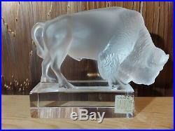 Lalique (France) Crystal Art Glass Buffalo Bison Figurine Paperweight, Signed