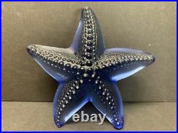 Lalique Oceania Crystal Blue Starfish Figurine Paperweight Signed Rare