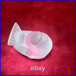 Lalique Robin paperweight modelled in clear & frosted glass, excellent conditn