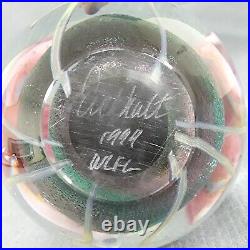 Large Art Glass Paperweight Pink Wildflower Signed Artist Eickholt