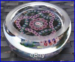 Large Baccarat Trefoil Complex Millefiori Lead Crystal Paperweight