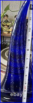 Large Cobalt Blue Glass Art Sailboat Paperweight Gia Or Murano Unmarked