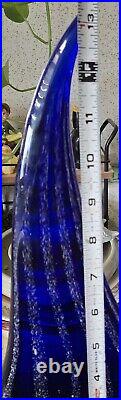 Large Cobalt Blue Glass Art Sailboat Paperweight Gia Or Murano Unmarked