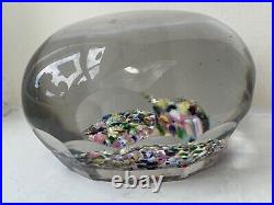 Large French Glass Rare Antique Circa 1850 Pebble Inclusions Paperweight