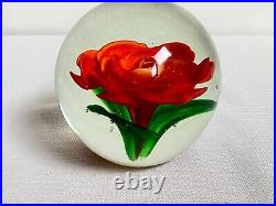 Large Magnum Rose Art Glass Paperweight Flower 4 Vintage Unsigned