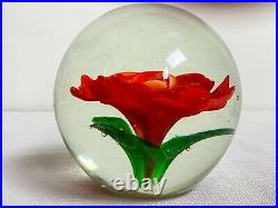 Large Magnum Rose Art Glass Paperweight Flower 4 Vintage Unsigned