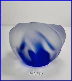 Large Neil Duman Iridescent Blue & Clear Hand Blown Art Glass Paperweight 2003