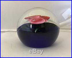 Large Orient And Flume'sillars' Iris / Orchid Pink Floral Paperweight 3.25