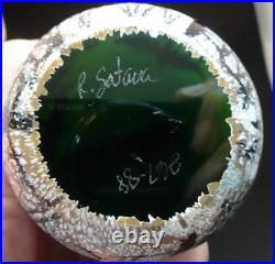 Large Signed 1988 Richard Satava Art Glass Twilight in Woods Tree Paperweight
