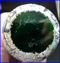 Large Signed 1988 Richard Satava Art Glass Twilight in Woods Tree Paperweight