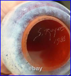 Large Signed 1988 Sally Rogers Art Glass Abstract Paperweight FAMOUS SCULPTURE