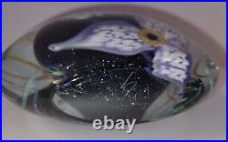 Large Signed Robert Eickholt Art Glass Floral Dichroic Paperweight 1335
