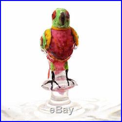 Large Stevens and Williams Wine Goblet withLampwork Parrot, Circa 1930s