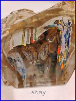Large art glass paperweight With Gold Leaf Unsigned