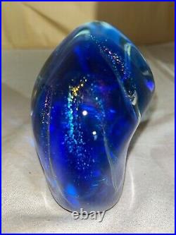 Lg Milropa Art Glass Studio Paperweight-Iridescent Translucent Core MCM-1978