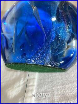 Lg Milropa Art Glass Studio Paperweight-Iridescent Translucent Core MCM-1978