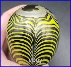 Liberty Village Art Glass Paperweight Pulled Feather Design Dated 1978