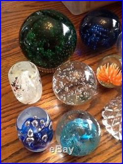 Lot 16 Glass Crystal PaperweightsFishControlled BubblesKissSoccer BallBlue