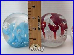 Lot Of 4 Joe St Clair Flower Burst Art Glass Paperweights