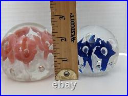 Lot Of 4 Joe St Clair Flower Burst Art Glass Paperweights