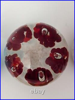 Lot Of 4 Joe St Clair Flower Burst Art Glass Paperweights