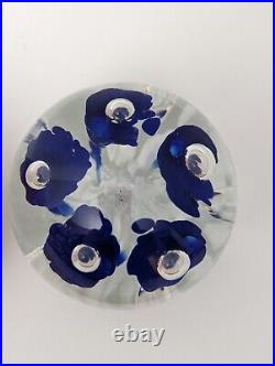 Lot Of 4 Joe St Clair Flower Burst Art Glass Paperweights